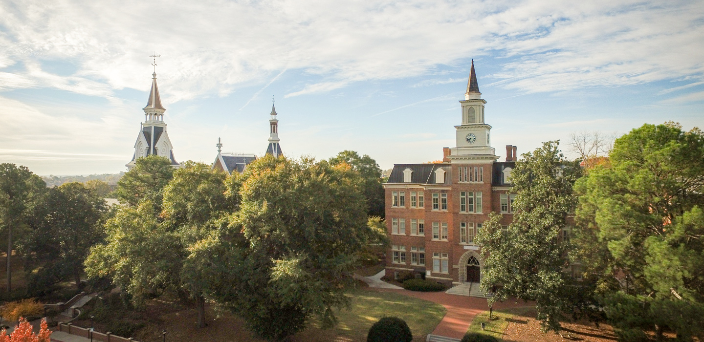 Aerial photo of the Mercer spires