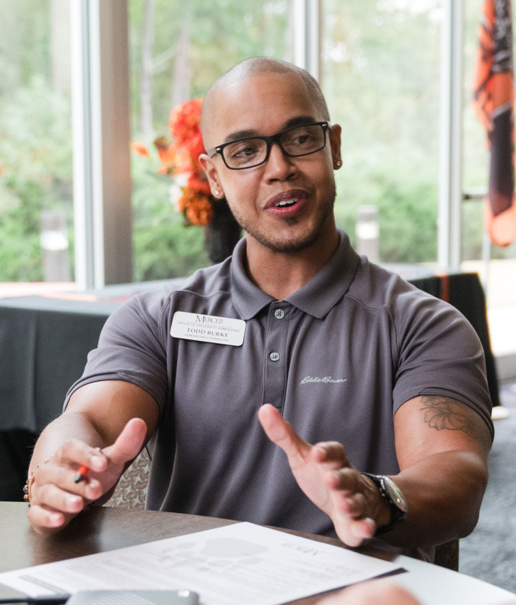 Man talking at a table